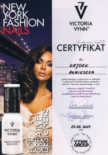 Certyfikat Victoria Vynn - wybrane techniki nail art i manicure hybrydowego