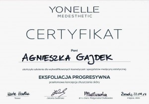 Certyfikat Yonelle - eksfoliacja progresywna
