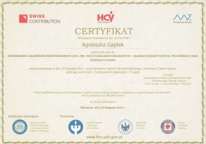 Certyfikat - zapobieganie zakażeniom krwiopochodnym